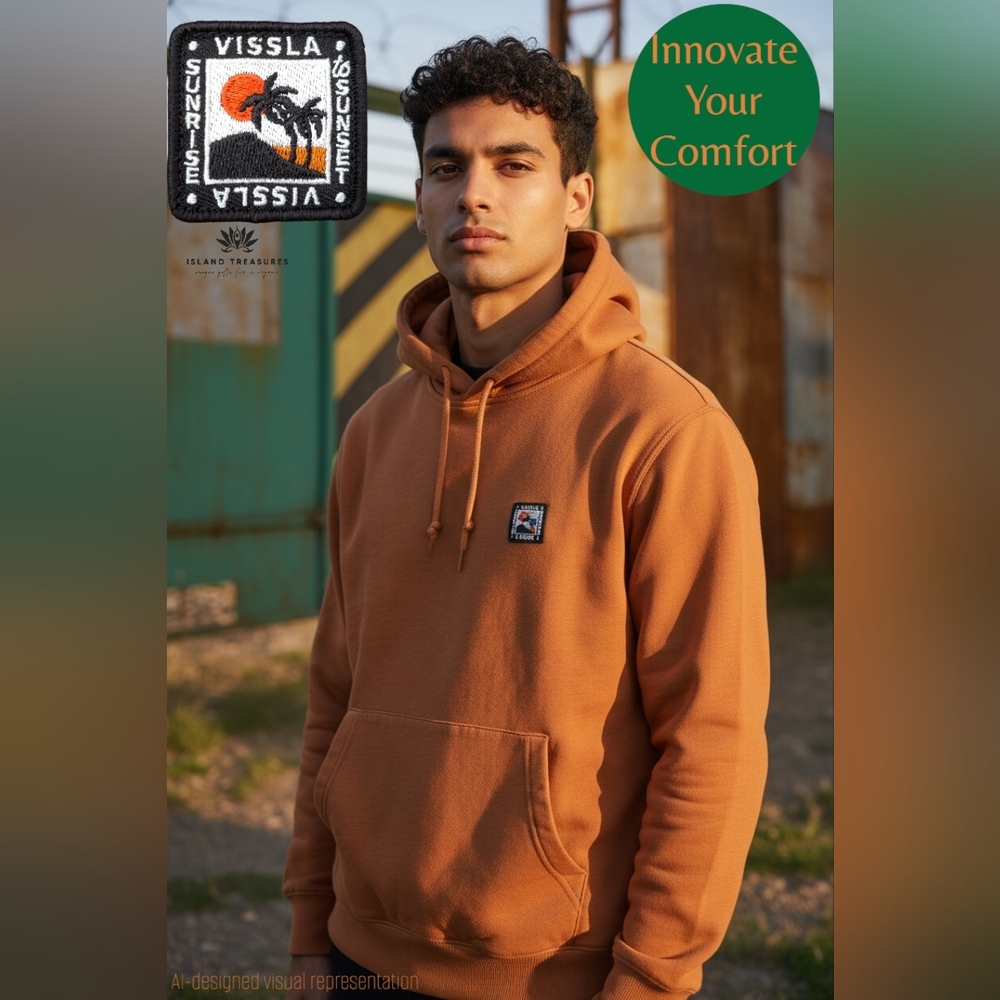VISSLA Solid Hoodie Men's Size Small Eco Rust/Malt Kangaroo Pouch Long Sleeves